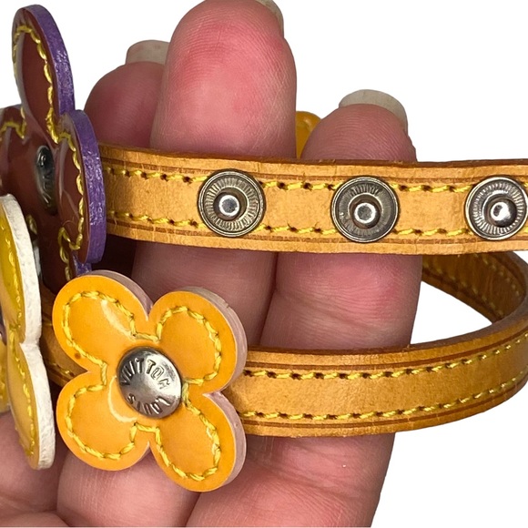 Louis Vuitton Multicolor Vernis Fleur Vachetta Leather Strap Bracelet Authentic - Picture 13 of 13